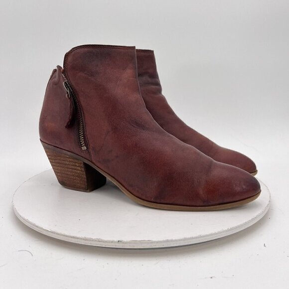 Frye Judith Women Size 10M Cognac Brown Leather Ankle Zip Block Heel Boot - Picture 2 of 15
